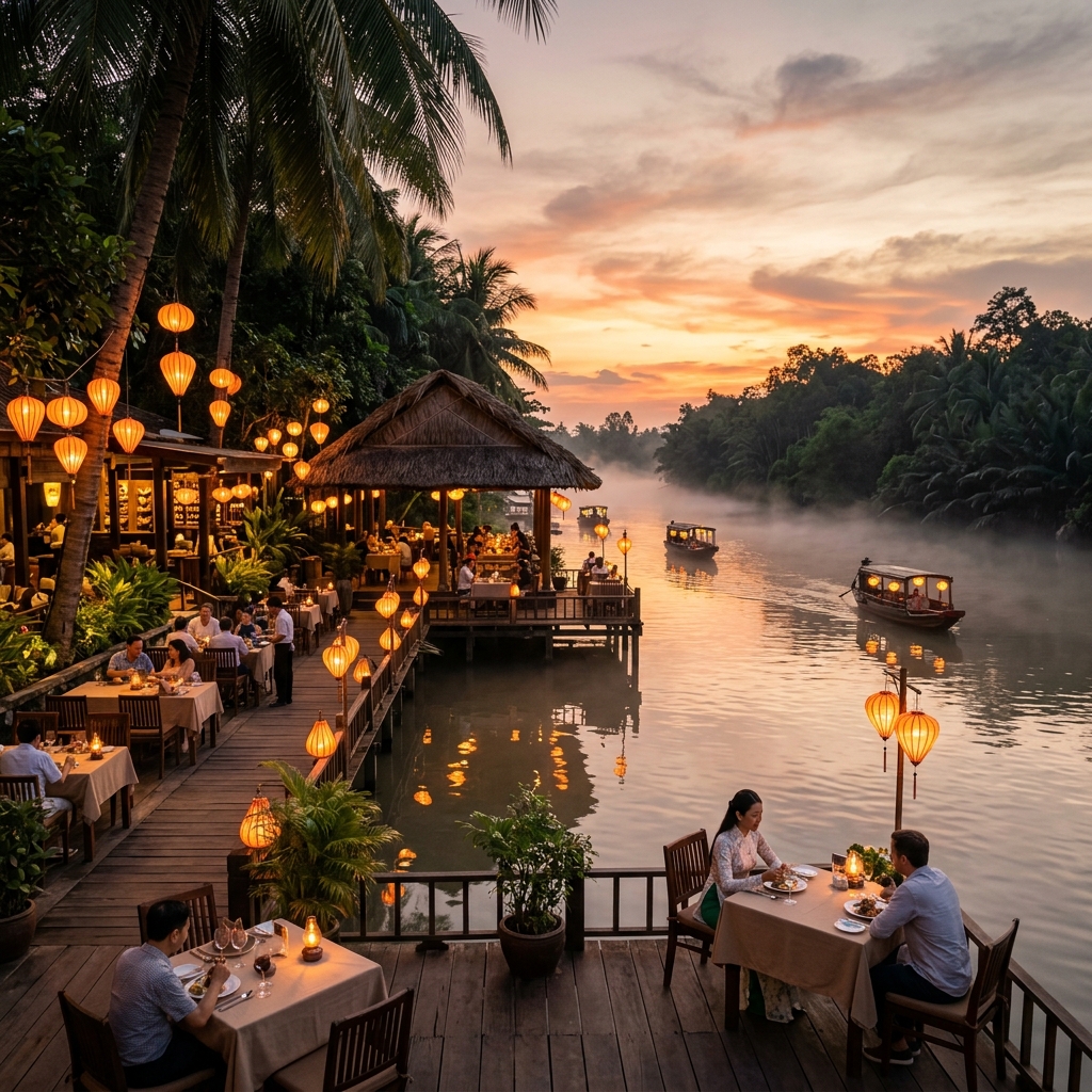 Không gian ven sông thơ mộng tại KHói quán nhà bè